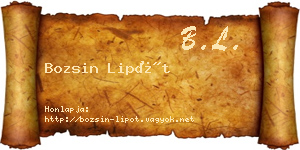 Bozsin Lipót névjegykártya